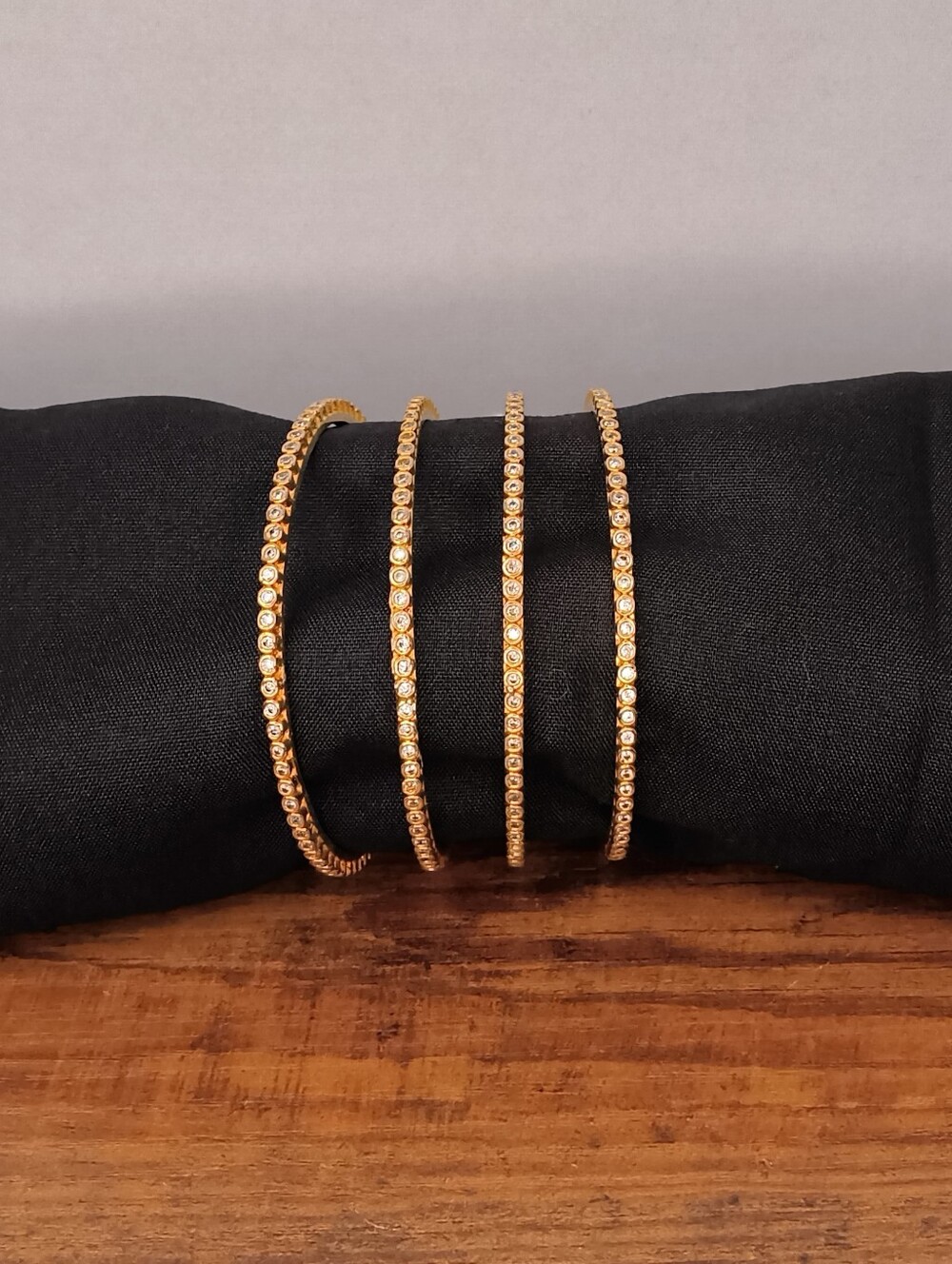 Gold Crystal Tennis Bracelet 4pc Set - Women Jewelry Bracelets 8 inch